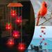 Cardinal Wind Chimes Solar Powered Red Cardinal Bird Wind Chime Wind Moblie LED Light Spiral Spinner Cardinal Windchime Portable Outdoor Chime for Patio Deck Yard Garden Home