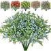 Nvzi 6 Bundles Artificial Flowers for Outdoors Faux Outdoor Plants UV Resistant Flowers Fake Plastic Plants Flowers for Garden Window Hanging Planter (Blue)