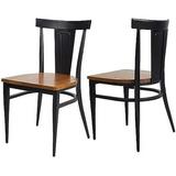 HBBOOMLIFE Kitchen & Dining Room Chair W/Slolid Wood Seat & Metal Legs Indoor/Outdoor Stackable Bistro Cafe Chairs with Cross Back Style Set of 2
