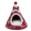 Esaierr Cozy Pet Bed Warm Cave Nest Sleeping Bed Pet Cat Cave Bed Kitty Tent House Nest for Small Dog Christmas Tree Shape Christmas Tree Shape Puppy House for Cats 14.96X15.75in