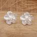 Fascinating Flora,'Textured Sterling Silver Hibiscus Flower Stud Earrings'