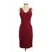 David Meister Cocktail Dress - Sheath V Neck Sleeveless: Burgundy Solid Dresses - Women's Size 4