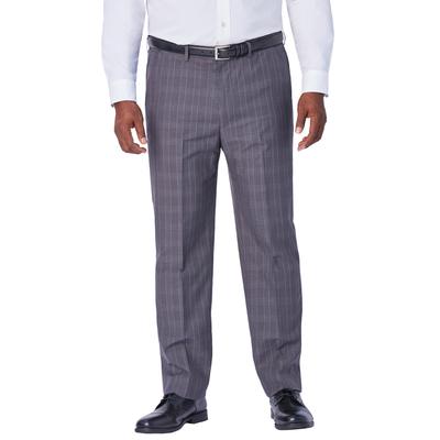 Men's Big & Tall KS Signature Easy Movement® Plain Front Expandable Suit Separate Dress Pants by KS Signature in Black Plaid (Size 56 40)