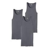 Men's Big & Tall Ribbed Cotton Tank Undershirt 3-Pack by KingSize in Steel (Size 8XL)