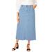 Plus Size Women's True Fit Stretch Denim Midi Skirt by Jessica London in Medium Stonewash Stripe (Size 36 W)