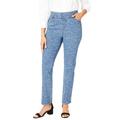 Plus Size Women's Comfort Waist Stretch Denim Straight Leg Jean by Jessica London in White Animal (Size 28 W) Pull On Stretch Denim