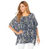 Plus Size Women's Caftan Top by Jessica London in Navy Paisley (Size 16 W)