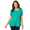 Plus Size Women's Stretch Cotton Trapeze Tee by Jessica London in Aqua Sea (Size 2X)