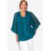 Plus Size Women's Crochet Cardigan by Jessica London in Deep Teal (Size 12) Sweater