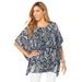 Plus Size Women's Caftan Top by Jessica London in Navy Paisley (Size 28 W)