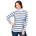 Plus Size Women's Ribbed Cotton Turtleneck Sweater by Jessica London in Dark Sapphire Rib Stripe (Size 22/24) Sweater 100% Cotton