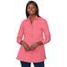 Plus Size Women's Poplin Tunic by Jessica London in Tea Rose (Size 18) Long Button Down Shirt