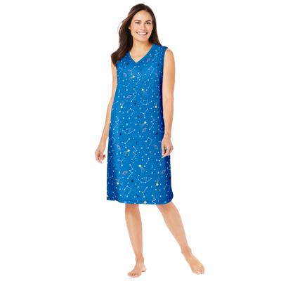 Plus Size Women's Short Sleeveless Sleepshirt by Dreams & Co. in Pool Blue Cosmic Dreams (Size 3X/4X) Nightgown