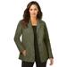 Plus Size Women's Leather Blazer by Jessica London in Dark Olive Green (Size 22 W)