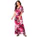 Plus Size Women's Cold Shoulder Maxi Dress by Jessica London in Pink Burst Graphic Floral (Size 26 W)