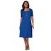 Plus Size Women's Square Neck Midi Dress by Jessica London in Dark Sapphire (Size 26/28)