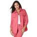 Plus Size Women's Classic Cotton Denim Jacket by Jessica London in Tea Rose (Size 18) 100% Cotton Jean Jacket