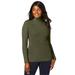 Plus Size Women's Ribbed Cotton Turtleneck Sweater by Jessica London in Dark Olive Green (Size 30/32) Sweater 100% Cotton