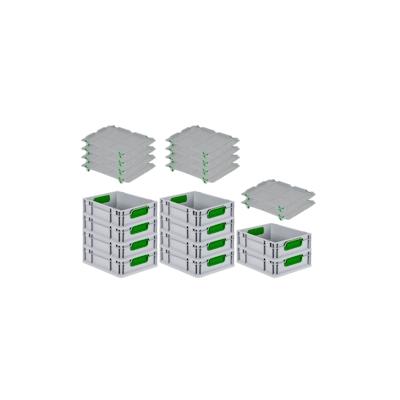 PROREGAL 10x Eurobox NextGen Color mit Auflagedeckel & Schiebeschnappverschlüsse | HxBxT 12x30x40cm | 11L | Griffe grün zu Image