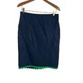 J. Crew Skirts | J Crew 4 Navy Blue Green Linen Pencil Skirt Ric Rac Trim Nwt | Color: Blue/Green | Size: 4