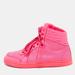 Gucci Shoes | Gucci Neon Pink Perforated Leather Coda High Top Sneakers Size 35.5 | Color: Pink | Size: 35.5