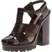 Michael Kors Shoes | Michael Kors Leather Pax Runway Block Heel Sandals Brown | Color: Brown | Size: 37eu