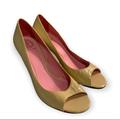 Lilly Pulitzer Shoes | Lilly Pulitzer Beige Patent Leather Peep Toe Pumps Heels Shoes Women's Size 8 | Color: Cream | Size: 8
