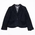 J. Crew Jackets & Coats | J. Crew Blazer Jacket Women's 8 Wool Cashmere Ruffle Trim Solid Black Lined | Color: Black | Size: 8