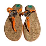 Michael Kors Shoes | Michael Michael Kors Orange And Cork Mk Jelly Sandals Sz 8 | Color: Orange/Tan | Size: 8