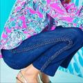 Lilly Pulitzer Jeans | Lilly Pulitzer South Ocean Crop Flare Braided Denim Jeans | Color: Blue/Gold | Size: 16