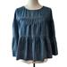 Madewell Tops | Madewell Womens Blue Denim Chambray Tiered Ruffle Button Back Flowy Top S | Color: Blue | Size: S