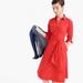 J. Crew Dresses | J. Crew Tie Waist Shirt Dress Cotton Poplin Bright Cerise Red {Tt48} | Color: Red | Size: 00