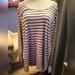 Lularoe Tops | Lularoe Lynnae Long Sleeve Top Shirt 3xl Beautiful Gray With Blue Stripe Nwt | Color: Blue/Gray | Size: 3x