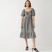 J. Crew Dresses | J.Crew Smocked-Waist Puff-Sleeve Midi Dress In Gingham Linen | Color: Black/White | Size: Various