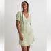 Madewell Dresses | Madewell V-Neck Button-Front Mini Dress Sz 2 Nl185 | Color: Green/White | Size: 2