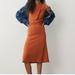 Anthropologie Dresses | Maeve By Anthropologie Dress Midi Burnt Orange Janou Twisted Waist Sleeveless S | Color: Orange | Size: S