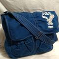 American Eagle Outfitters Bags | Last Sale! American Eagle Outfitters Xl Fold Over Closure Duffle Bag Gently Used | Color: Blue/White | Size: See Description