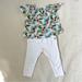 Zara Matching Sets | Munster Leggings Zara Hawaiian Vacation Top Toddler Tropic Boutique Kids Outfit | Color: Green/White | Size: 12-18mb