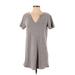 Z Supply Casual Dress - Shift V Neck Short sleeves: Gray Dresses - Women's Size X-Small