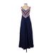 Mara Hoffman Casual Dress - A-Line V-Neck Sleeveless: Blue Dresses - Women's Size X-Small