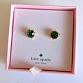 Kate Spade Jewelry | Kate Spade Flying Colors Emerald Green Bezel Stone Stud Earrings | Color: Gold/Green | Size: 0.75"