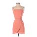 Forever 21 Casual Dress - Wrap Square Sleeveless: Orange Print Dresses - Women's Size Small