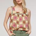 Anthropologie Tops | Let Me Be Anthropologie Abstract Ruffled Tank - Size 12 | Color: Cream/Pink | Size: 12