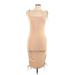 Almost Famous Cocktail Dress - Bodycon Square Sleeveless: Tan Dresses - Women's Size Large