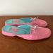 Lilly Pulitzer Shoes | Lilly Pulitzer Pink Soft Leather Slides With White Trim White Bow Size 6.5 | Color: Blue/Pink | Size: 6.5