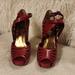 Jessica Simpson Shoes | Jessica Simpson "Amona" Red Leather Platform Peeptoe Heels | Size 8b | Color: Red | Size: 8b
