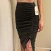 Zara Skirts | Black Denim Zara High Waist Drawstring Pencil Jean Skirt (Nwt) | Color: Black | Size: S
