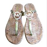 Michael Kors Shoes | Michael Kors Mk Logo Charm Jelly Cork Sandal | Color: Gold | Size: 10