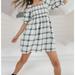 Madewell Dresses | Madewell Lucie Lebaum Plaid Smocked Minidress Plaid Cream + Green | Color: Cream/Green | Size: S