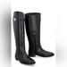 Tory Burch Shoes | Nib Tory Burch T Hardware Riding Boots Boot Black Leather Size 10 | Color: Black/Gold | Size: 10